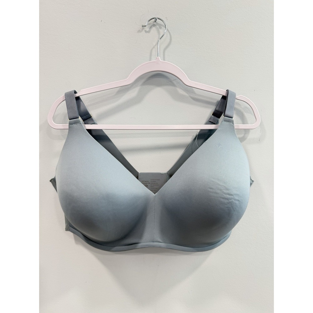 Soma Vanishing Lightly Lined Wireless Bra 42DDD Salted Indigo Smooth Soft NWT